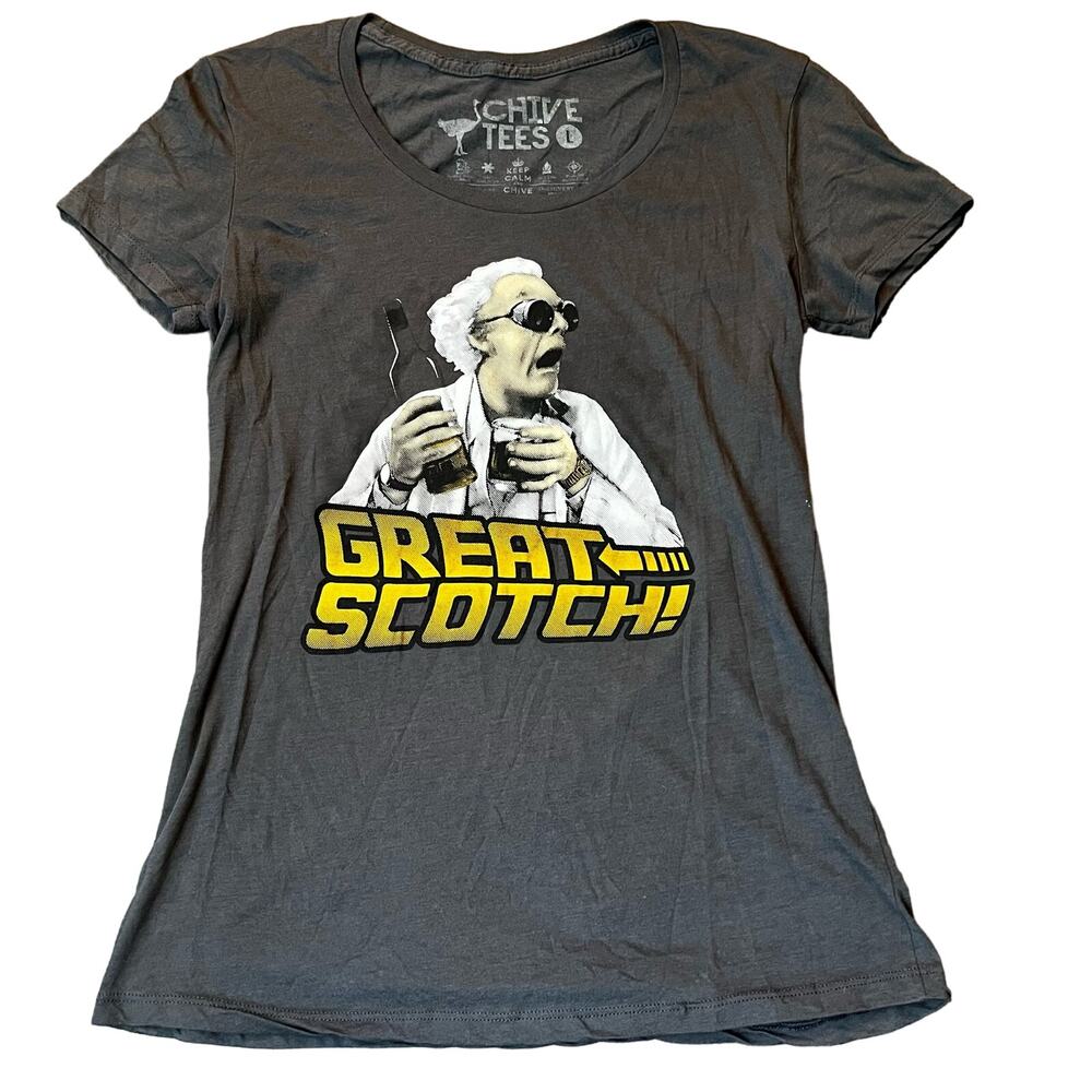 Chive Tees Women's LG Doc Back To The Future "Great Scotch" Graphic T-shirt